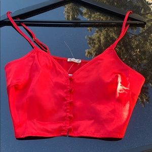 Free People Red Silk Crop Tank:)